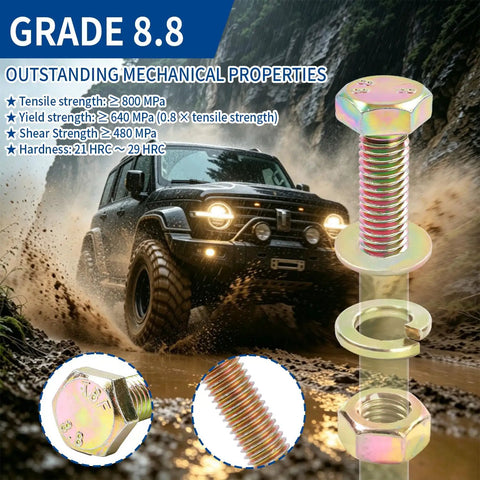 Beefy Heavy Duty Metric Bolts And Nuts Kit With Washers Grade 8.8 Alloy Steel Includes M4 M5 M6 M8 M10 1100 Piece Assortment