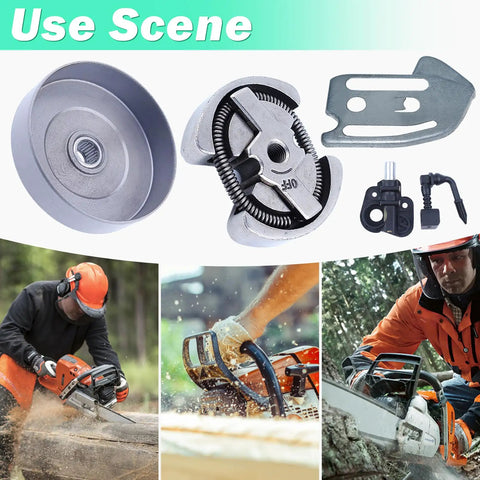 Parts of Beefed Up Three Eighths Inch Six Tooth Sprocket Clutch Drum Oil Pump Kit For Poulan And Partner Chainsaws in use