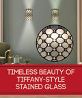 Classic Tiffany Style White Jeweled Two Light Stained Glass Wall Lamp For Hallway Bedroom And Living Room Vintage Antique Decor 10 Inch Wide