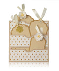Stitched Slots Pocket Die Cut Set For Card Making And Scrapbooking, Large 4.88x5 Inch Pocket Die with tags in a floral design