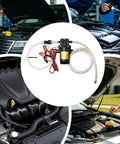 Heavy Duty Commercial 12V Electric Fluid Transfer Pump For Oil And Gasoline with hoses, connectors, and clips for fluid extraction.