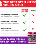 Cool Girls Engineering Kit for Kids Aged 8 and Up With Catapult Machine, Race Car Build, and Scribbling Robot infographic for 8-12 year olds