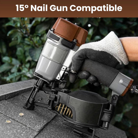 Heavy Duty Coil Roofing Nails 1 1/4 Inch Electro Galvanized Smooth Shank 15 Degree Spiral Fasteners No Sweat Nail Gun Feeding 3600 Count, used in nail gun construction.