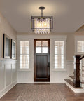 Entryway with Dope Modern Black Crystal Chandelier With Adjustable Height For Dining Room Living Room Kitchen Island Entryway And Hallway 16 Inch Luxury Ceiling Pendant Light Fixture For All Ceiling Types hanging from ceiling