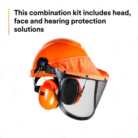 Lumberjack Hard Hat System With Pinlock Suspension, Mesh Visor, Peltor Ear Muffs, Debris And Water Sealer, Low Pro Fit