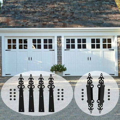 Garage doors with Six Pack Steel Garage Door Hardware Kit With Decorative Hinge Handles For Metal And Wood Doors Heavy Duty Door Hinges Set