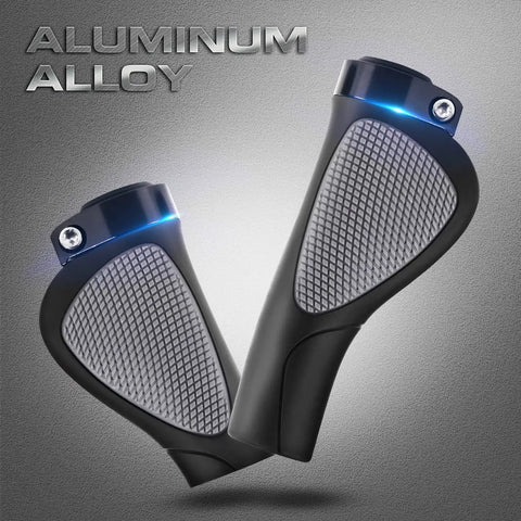 Comfy Bike Handlebar Grips With Wrist Protection, Soft Rubber Texture, Non Slip Feel, Aluminum Clamp Bolts, 22.2mm Fit