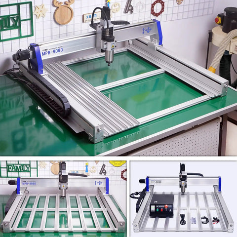 Shop Ready Heavy Duty 4 Axis 9090 Cnc Router For Wood Engraving Milling Drilling Machine on a green industrial worktable.