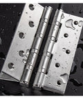Rotating Concealed Door Hinges 2 Pack Stainless Steel Spring Butt Hinge Set wet with water drops, close-up view