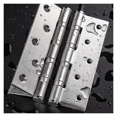 Rotating Concealed Door Hinges 2 Pack Stainless Steel Spring Butt Hinge Set wet with water drops, close-up view