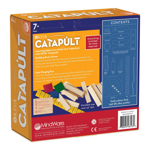 Build Your Own Catapult Kit With KEVA Planks And Glue A Totally Hands On Brain Boosting STEM Toy That Lets Kids Measure And Follow Directions And Be Creative While Launching Fun Contraptions. boxed kit with wooden planks and glue
