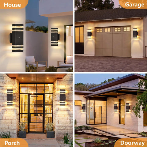 Dusk To Dawn Outdoor Wall Lights 2 Pack 3000K Warm White Up And Down Porch Exterior Fixtures Waterproof Outdoor Lighting for house, garage, porch, and doorway.