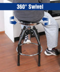 Heavy Duty Adjustable Hydraulic Shop Stool With 360 Degree Swivel For Garage Bar Seating 29 To 33.86 Inch Height Padded Seat