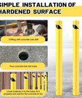 Installation steps for Tough As Nails 55 Inch Fully Galvanized Steel Safety Bollard Post in concrete.