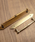 Champagne Bronze Cabinet Pulls 5.04 Inch Center To Center With Back Plate Zinc Alloy 2 Pack on wooden surface