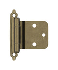 Front view of Burnished Brass Face Frame Cabinet Hinge Set With Variable Overlay And Reverse Bevel 30 Degree Self Closing Beefy Heavy Duty Steel 2 Pack For Cabinet Doors Easy Install.