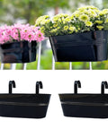 17 Inch Black Metal Deck Railing Planter Box 2 Pack Wall Hanging Flower Boxes For Outdoor Garden Window Boxes Fence Rail