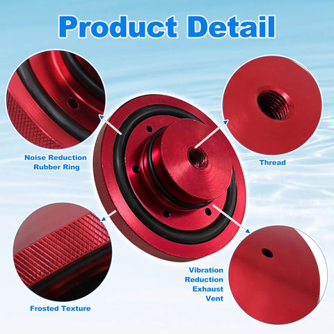 Product detail of Billet Aluminum Prop Nut Upgrade For Trolling Motors That Delivers Quiet Durable Performance Fit For T H Marine And Minn Kota Models 80 101 And 112 In Red showing rubber ring, thread, frosted texture, and vent.