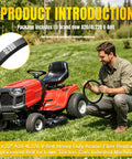 Man holding Half Inch By Twenty Two Inch A20 4L220 V Belt Heavy Duty Aramid Fiber Reinforced near lawn tractor on grass