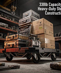 Beefy Heavy Duty Folding Platform Truck Hauls Up To 330 Lbs With A Flatbed Dolly Cart On Wheels Portable Moving Cart For Boxes Furniture And Equipment Foldable Flatbed For Easy Storage And Quick Load, steel platform loaded with boxes