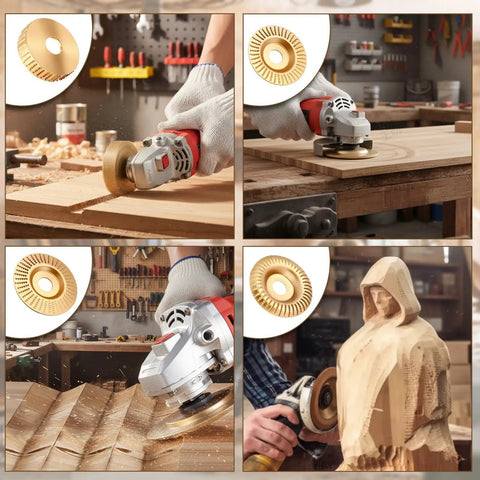 Pro Grade Wood Carving Disc Kit for 4 And 4.5 Inch Angle Grinders with 7/8 Inch Arbor used for wood shaping and detailing
