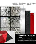 Stainless Steel Peel And Stick Backsplash Tiles 10 Sheets 3D Carven Silver layers and adhesive backing shown