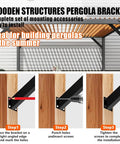 Rock Solid 4 Pack Inside Mount 45 Degree Angle Bracket Corner Brace Heavy Duty Steel Joint Reinforcer For Outdoor Pergola Deck Wood DIY Projects Dead Simple Assembly Matte Black Finish installation steps for pergola brackets.