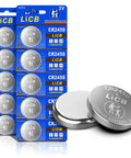 CR2450 3V Lithium Batteries 10 Pack Grade A Coin Cell Power For Automotive Key Fobs Digital Watches. Silver lithium cells on packaging.