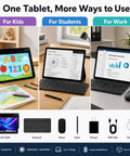 Android 16 Tablet 10.1 Inch 2 In 1 Bundle with keyboard, mouse, stylus, leather case in educational and work settings
