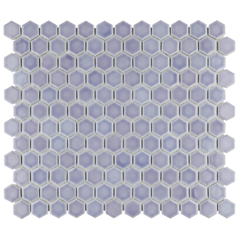 One-Inch Hex Porcelain Mosaic Tile For Floors And Walls, 11.88 X 13.25 In, Mesh-Mounted Sheets, Glazed Smooth Finish