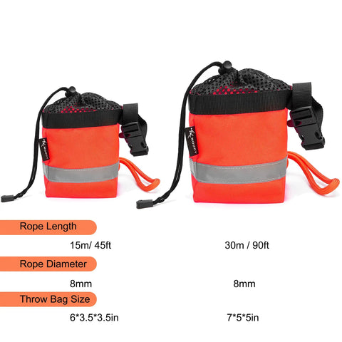 Rescue Throw Bag With 8mm Floating Rope For Water Rescue Kayak Tow Line Boat And Canoe Accessories, two sizes with adjustable strap.