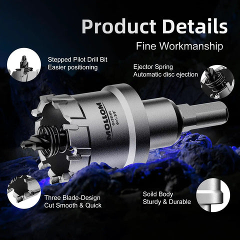 Badass Twelve Piece Tct Carbide Hole Saw Kit Spanning Thirteen To Fifty Four Millimeters With Titanium Coated Teeth for precise drilling.