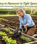 Woman using 2 In 1 Cordless Tiller And Cultivator For Gardens And Lawns, 21V Battery Powered, Lightweight Handheld