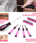Close-up of Pink 125 Piece Household Tool Set For Women Portable Tool Kit With Organizer Case For DIY Home Repairs