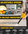 Man using 20V Max Battery Powered Cordless Leaf Blower And Vacuum Combo With Brushless Motor, Six Speed Settings Up To 180 MPH