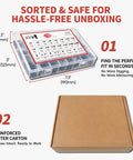 Box packaging for 1760 Piece Metric Screw Set With M2 M3 M4 M5 Bolts And Nuts, Hex Socket Cap Head Screws, ready for unboxing.