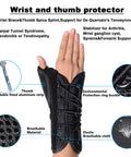 Wrist Brace With Thumb Spica Splint For Right Hand Relief From De Quervain Tenosynovitis Carpal Tunnel Syndrome Arthritis Sprains And Forearm Support, Adjustable Velcro Wrist Wrap For Small Size, showing breathable material on hand.