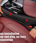 Installing Universal Car Seat Gap Filler Organizer 2 Pack Black Between Seat and Console in Car