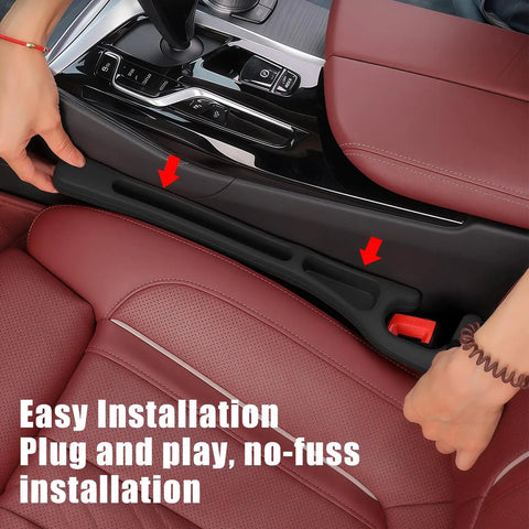 Installing Universal Car Seat Gap Filler Organizer 2 Pack Black Between Seat and Console in Car