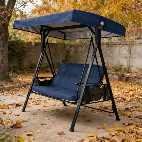 Heavy Duty Waterproof 3 Seat Swing Canopy Replacement For Porch Garden Backyard Bench Swing Navy Weatherproof Shade Top