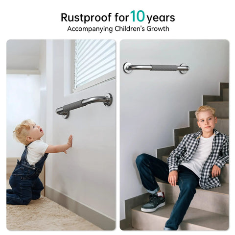 Children using 12 Inch Shower Grab Bars For Bathroom Safety, Anti Slip Stainless Steel Rails For Elderly Seniors Handicap And Pregnant Women, Rust Proof For 10 Years, Gray Finish, 1 Pack