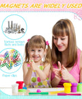 Child and parent playing with clay; educational use of magnets like screws and paper clips.