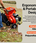 Heavy Duty Wood Chipper Shredder Mulcher 7HP 3 Inch Capacity 3 In 1 Multi Function Yard Debris Crusher with side chute in use
