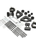 2 Inch Front And Rear Full Leveling Lift Kit Fits 2015 To 2023 Jeep Renegade Compass consisting of strut blocks, sway bar links, and hardware.