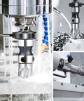 Kick Ass 2 Inch TCT Tungsten Carbide Annular Cutter For Magnetic Drill Press cutting through metal with coolant spray.