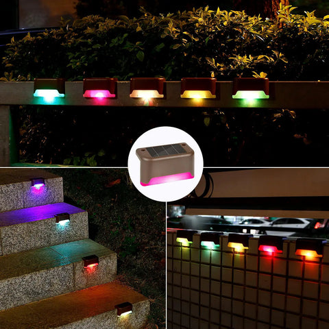 16 Pack Solar Deck Lights Outdoor Color Changing LED Waterproof Pathway Lights For Stairs Patio Yard Garden Fence Porch Decor