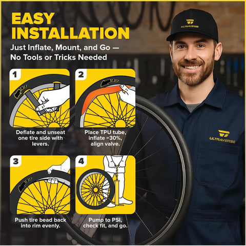 Ultra Lightweight TPU Inner Tube For Road And Gravel Bikes 700x18-32 With 65mm Presta Valve Fits 18C To 32C Tires installation guide