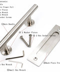 12 Inch Sliding Barn Door Handle And Flush Pull Set With 7 Inch Hole Centers In Brushed Nickel Heavy Duty Stainless Steel 304 Hardware Smooth Operation Rust Resistant Finish Includes Mounting Screws For Easy Installation One Pack.