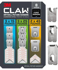 Claw Drywall Picture Hanger Variety Pack With 15, 25, And 45 Lb Hangers And Spot Markers, Heavyweight Hanging Solution, 8 Pack