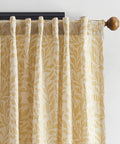 Light Filtering Vineyard Leaf Print Curtain Panels Set Of 2 Gold 84 Inches Rustic Farmhouse Rod Pocket And Back Tab Window Drapes